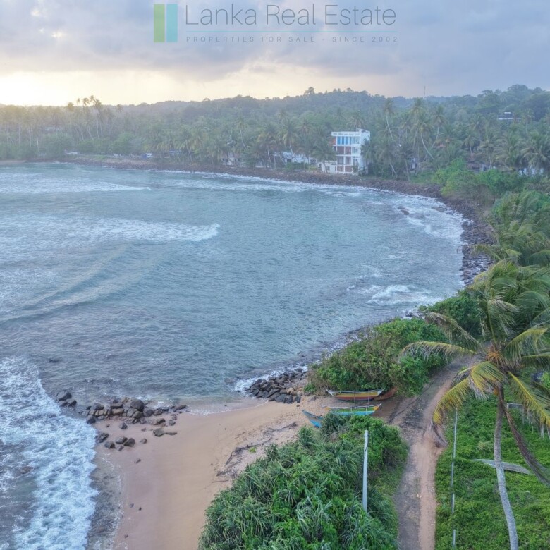 Ocean-facing palm-fringed land in Kottagoda